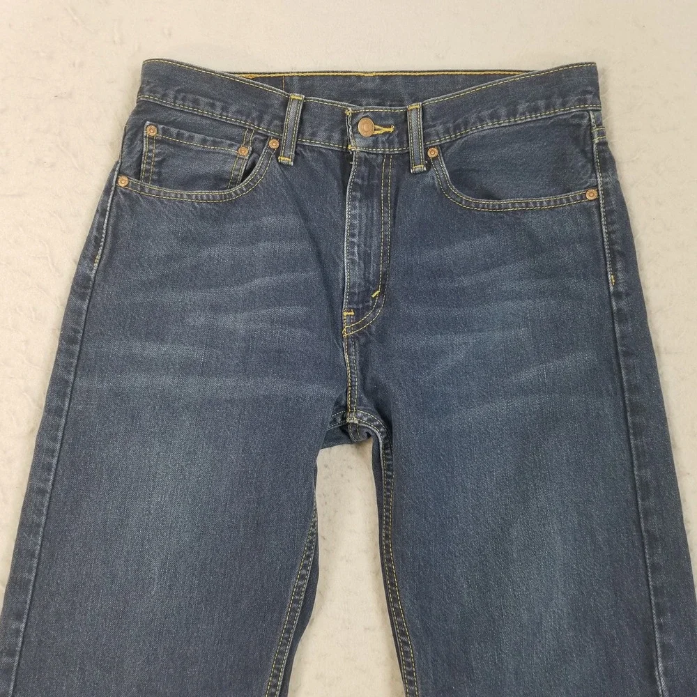Levi's Jeans Mens 32x32 Blue 505 Straight Leg Dark Wash 100% Cotton Denim